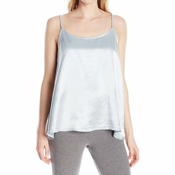 PJ Harlow Daisy Satin Tank with Braided Straps & Elastic Back Morning Blue